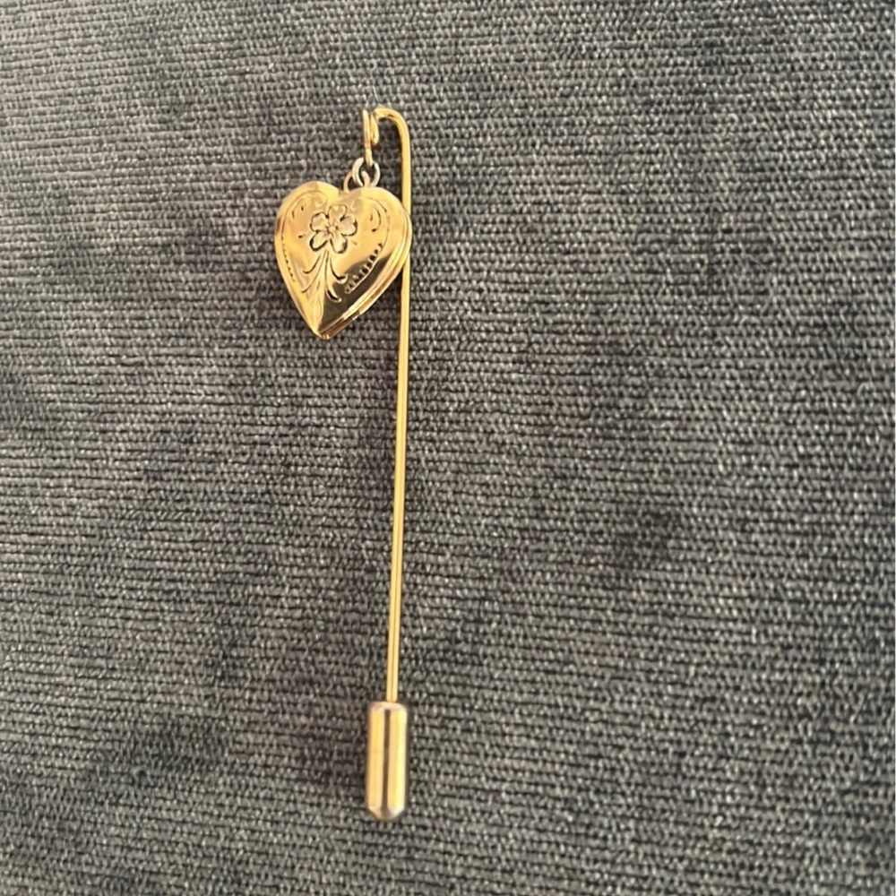 Gold Color Heart Brooch Pin